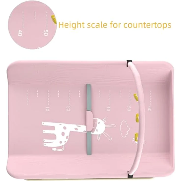 Wickelstation für Baby, Wickeltisch, faltbar, tragbar, Wickeltisch, faltbar, tragbar, mit Aufbewahrungskorb, maximale Belastung von 25 kg,75 x 68 x 83–91 cm (Schwarz) Rosa – Bild 7