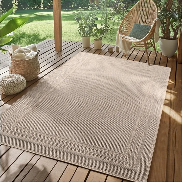 SIMPEX24 Outdoorteppich Boho Design, Rechteckig, Höhe: 5 mm, Outdoor Teppich Wetterfest Modern Design Wohnzimmer Küchen Terrasse – Bild 1
