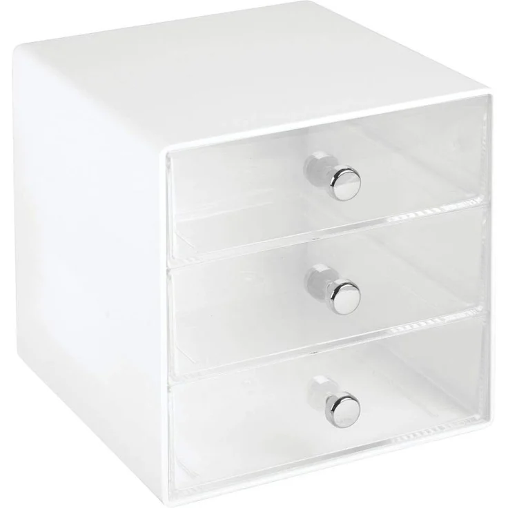 Organizer Schubladenbox Aufbewahrungsbox 3 Schubladen mDesign transparent/weiß – Bild 7
