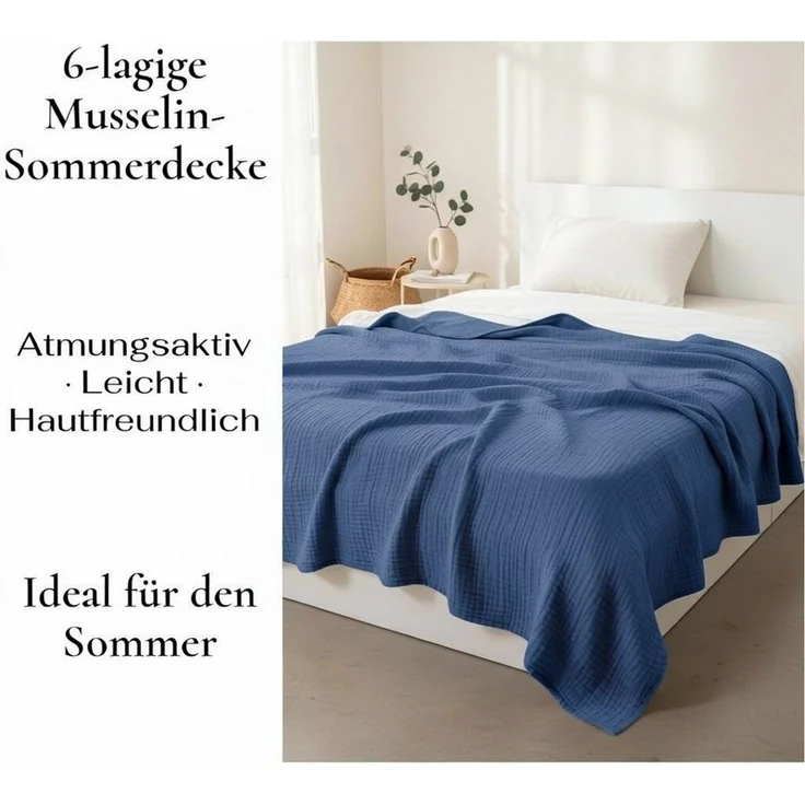 Wohndecke Musselin Decke, JASLIFE, Sommerdecke,100% Baumwolle – Bild 4