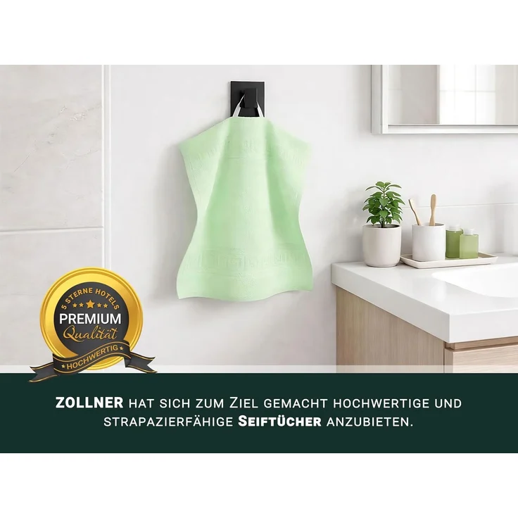 ZOLLNER 10er Set Seiftücher, 70% Baumwolle & 30% Polyester, 30x30 cm, grün – Bild 5