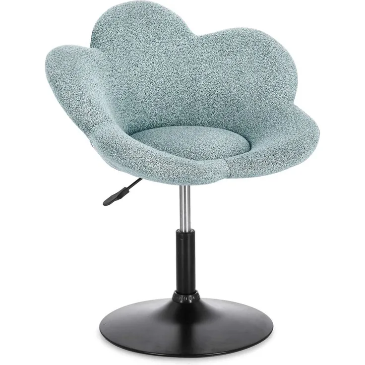 Esszimmerstuhl Fleur 2er-Set, Stoff und Metall, höhenverstellbar, modern, schwarz aquamarin