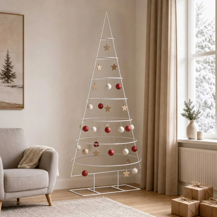 vidaXL Metall-Weihnachtsbaum mit Ständer KUOPIO 210 cm Stahl Weiß 42053803 – Bild 1