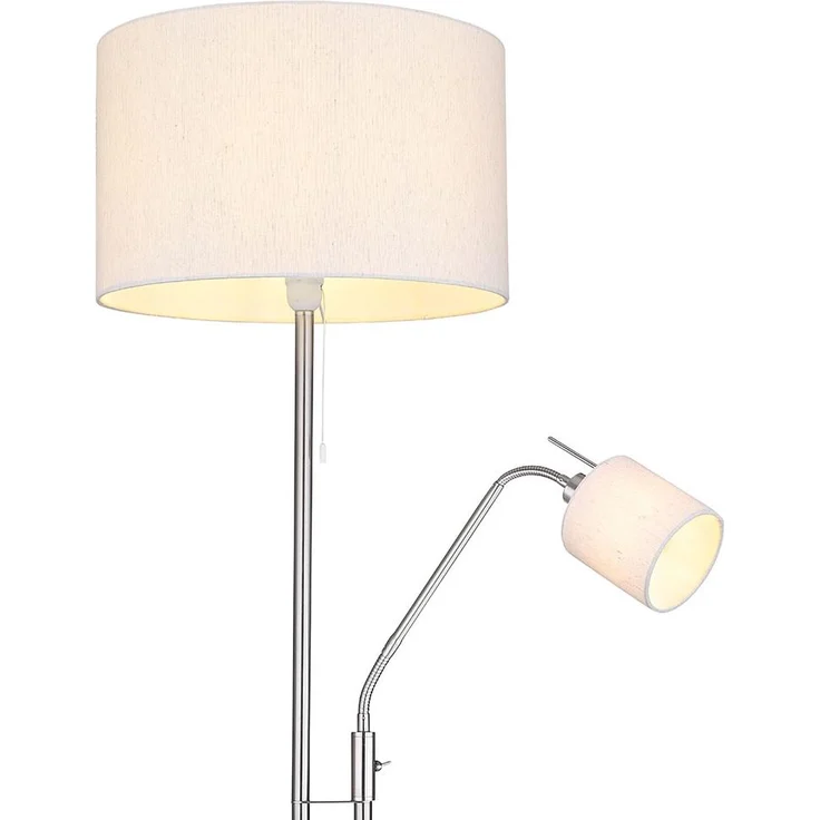 Stehlampe, flexible Leseleuchte, Textil sandfarben, H 175 cm – Bild 9