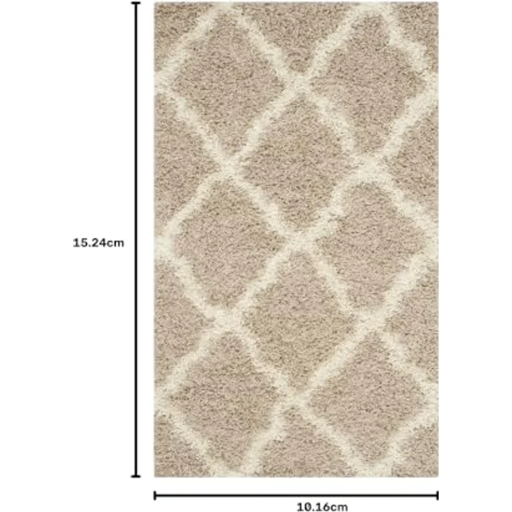 SAFAVIEH Zottelig Teppich für Wohnzimmer, Esszimmer, Schlafzimmer - Dallas Shag Collection, Hoher Flor, Beige und Elfenbein, 122 X 183 cm – Bild 2