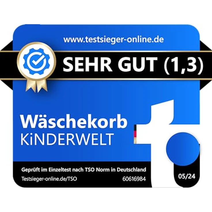 KiNDERWELT Wäschekorb Premium 50 L ergonomischer Form, Soft-Touch-Griffe, an den Körper angepasste Nierenform – Bild 9