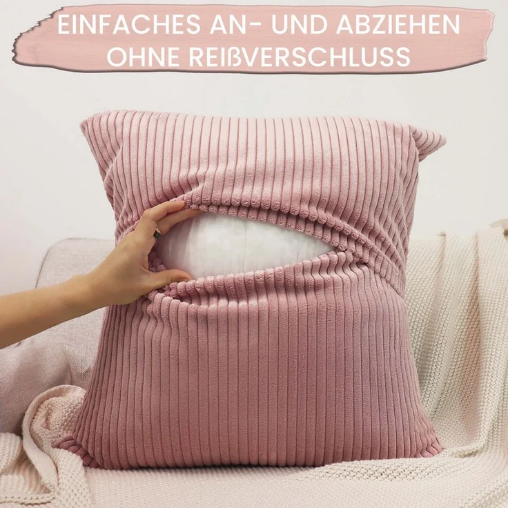 Amilian Dekokissen Sofakissen Couchkissen 2er Set - mit Füllung und Kissenbezug, weich, Hotelverschluss, formstabil – Bild 3