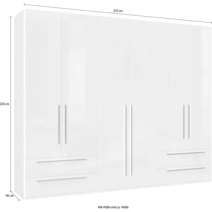 OTTO home Kleiderschrank Piano, UV lackiert, hochglänzend in beige oder weiß, FSC-zertifiziert (mit 4 Schubladen) 272 oder 317cm breit, Höhe 224cm, mit Soft-Close Funktion – Bild 3