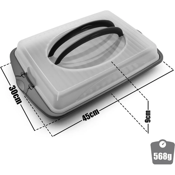 BigDean Kuchentransportbox Kuchen Transportbox Rechteckig mit 2 Tragegriffen, anthrazit, (Packung, 1-tlg, Kuchentransportbox), Blechkuchen, Muffins, Doppelter Tragegriff, Clickverschluss. – Bild 2