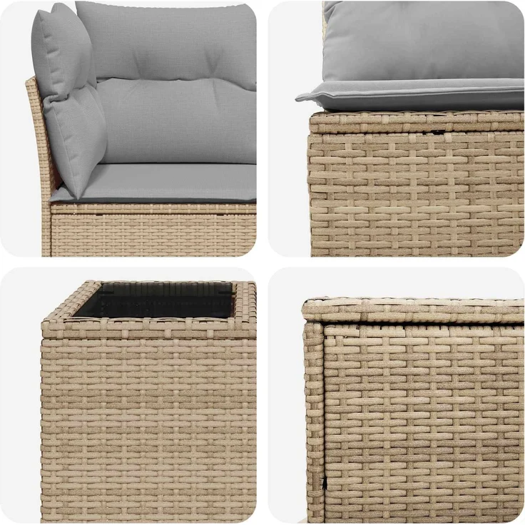 vidaXL Sofa Set 6 stk. Beige und Hellgrau Polyrattan und Stahl 3447359 – Bild 8