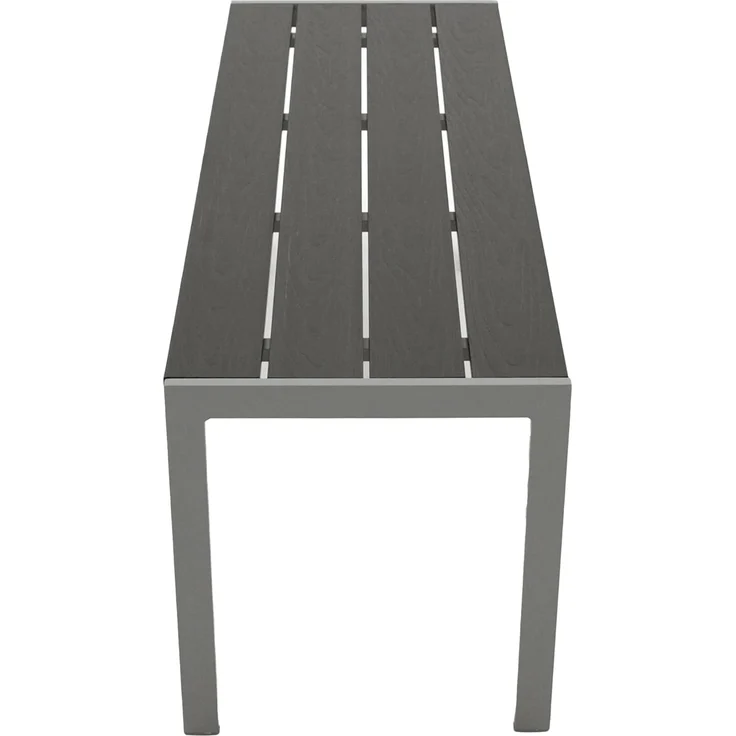 DEGAMO Gartenbank SORANO ohne Rückenlehne, 2-sitzer 120cm, Alu silbergrau + Kunstholz grau, wetterfest – Bild 3