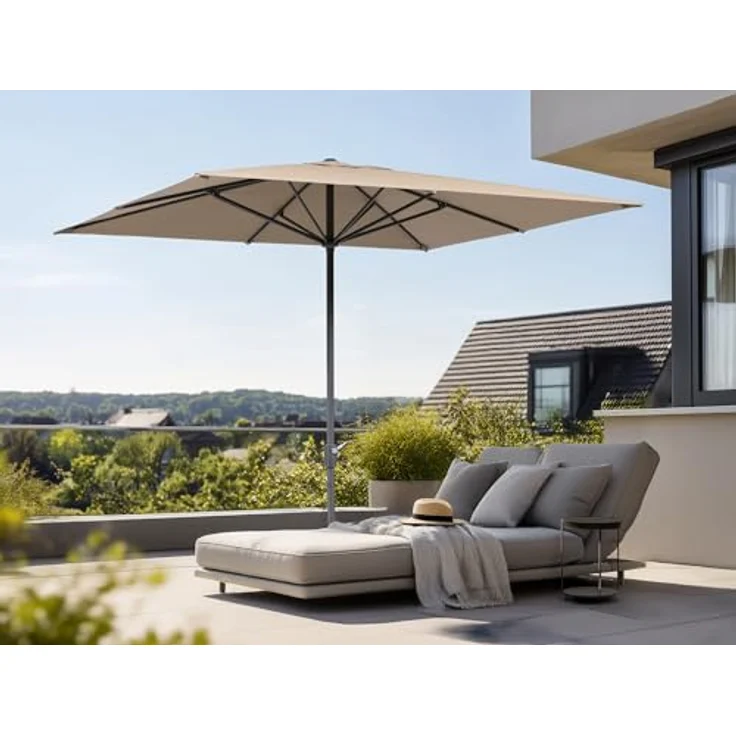 Schneider Marktschirm 'Korsika' 270 x 270 cm, quadratischer Sonnenschirm mit 100 % Polyester-Bespannung, anthrazitgrau pulverbeschichtet – Bild 2