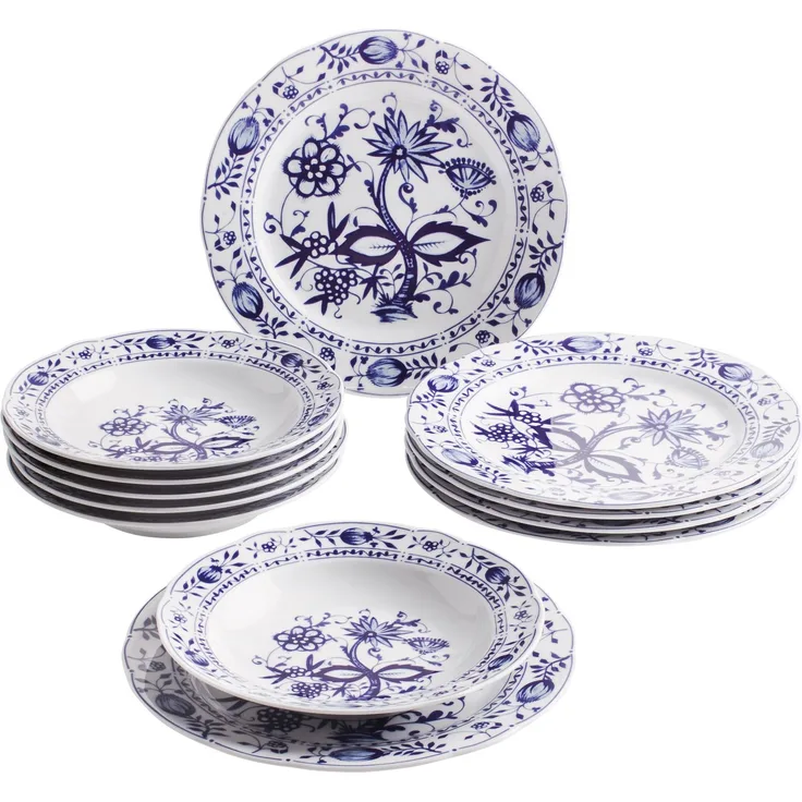 KAHLA Tafelservice Zwiebelmuster 12tlg. (12-tlg), 6 Personen, Porzellan, Made in Germany