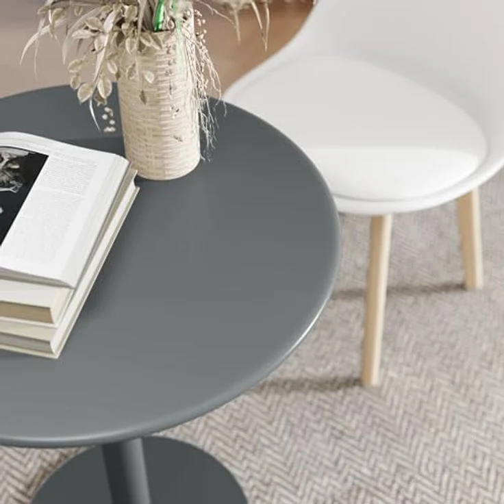HOMCOM Esstisch moderner Tisch (Rund Küchentisch, 1-St, Esszimmertisch für 2 Personen), für Küche, Esszimmer Wohnzimmer Grau – Bild 9