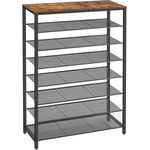 Vasagle Schuhregal für 32-40 Paar Schuhe, Spanplatte / Stahl vintagebraun-schwarz, 100 x 30 x 152 cm