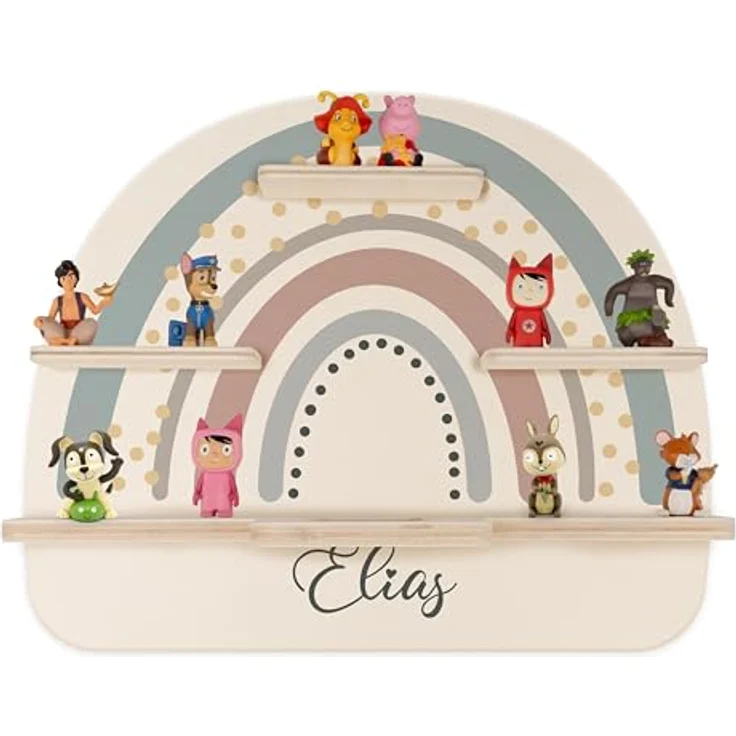 KIDSMOOD - Personalisiertes Tonie Regal für Kinderzimmer | Regenbogen Wand-Regal mit genügend Platz für Tonie-Hör-Figuren, Aussparung für Tonie-Musikbox & Kabelmanagement, Tonie Regal Mädchen & Jungen – Bild 2