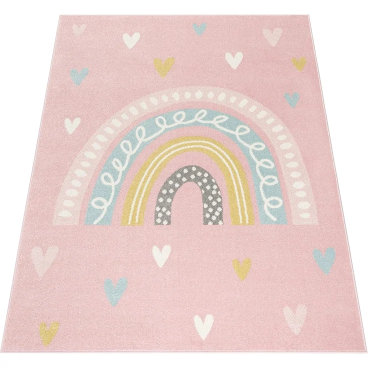 Paco Home Kinderteppich Nino 887, rechteckig, Höhe: 13 mm, Kurzflor, Spielteppich, Motiv Regenbogen & Herzen, Kinderzimmer – Bild 5