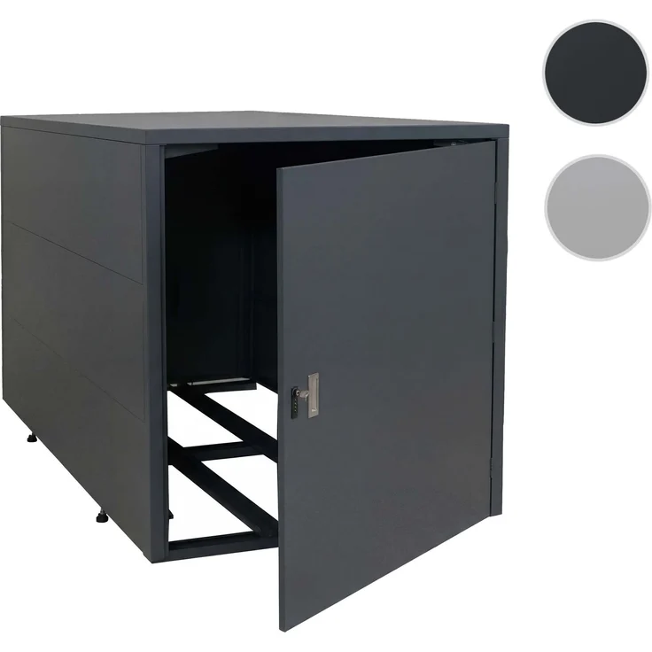 2er-Fahrradgarage HWC-P93, Fahrradunterstand Fahrradbox Bikebox, abschließbar verzinkter Stahl 123x113x208cm ~ anthrazit – Bild 10