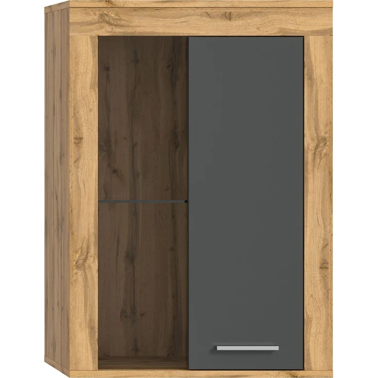 xonox. home Wohnen Jam X8BN1T40 Vitrine Glasvitrine Dekoschrank Glas-Kommode in Wotan Eiche Melamin/grau Nachbildung, ca. B/H/T: 600 x 86 x 35 cm – Bild 3