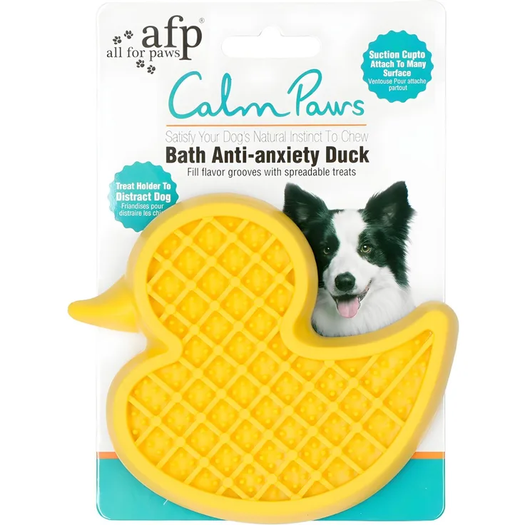AFP Calm Paws Leckmatte Ente gelb für Hunde, 13 x 10 cm