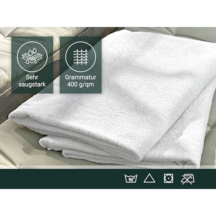 Zollner Duschtücher, Weiß, 70x140 cm, 100% Baumwolle, Oeko-Tex® Standard 100, hohe Saugfähigkeit, 400 g/m² – Bild 4