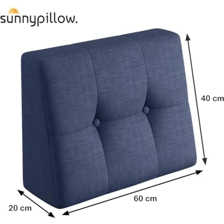 sunnypillow Rückenkissen Palettenkissen gesteppt Seitenkissen 60x40x20/10cm, Blau – Bild 3