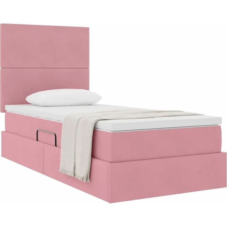 vidaXL Aufbewahrungsbett mit Matratze Rosa 90 x 200 cm Samt 3371948 – Bild 3