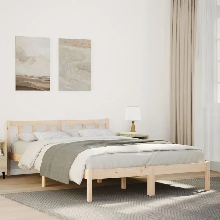 vidaXL Massivholzbett Extra Lang ohne Matratze 160x210 Kiefernholz 852436 – Bild 1