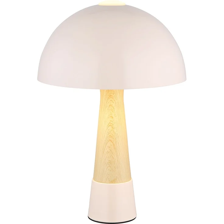 Retro Tischleuchte Pilz, Holzoptik, champagnerfarben, H 36,5 cm – Bild 9