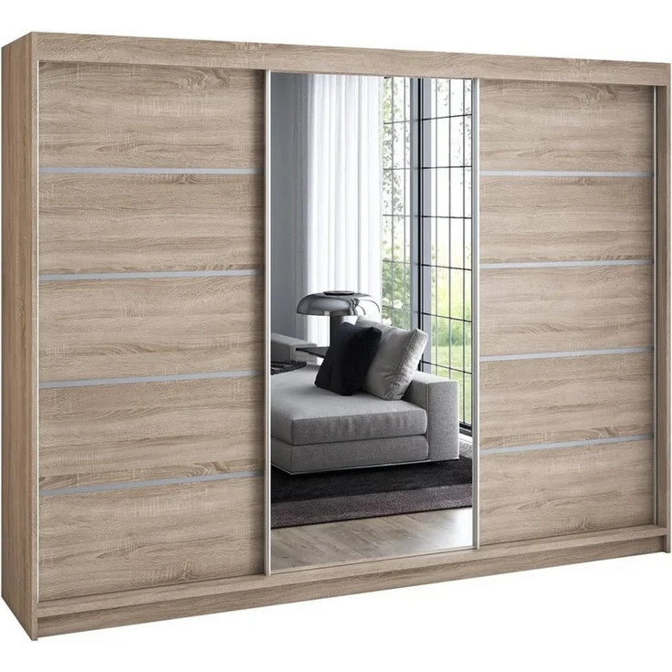 A&J MöbelLand GmbH Schiebetürenschrank VILUNO Moderner 3-türiger Kleiderschrank mit Spiegel (TOP ANGEBOT! Geräumiger Schrank mit einer Breite von 200 cm ideal zur Aufbewahrung von Kleidung und Accessoires. Wählen Sie das ideale Modell für Ihr Schlafzim... – Bild 1