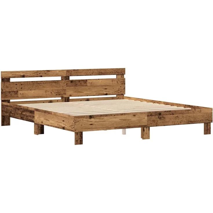 vidaXL Bettrahmen mit Kopfteil Altholz 200 x 200 cm Holzwerkstoff 3333933 – Bild 5