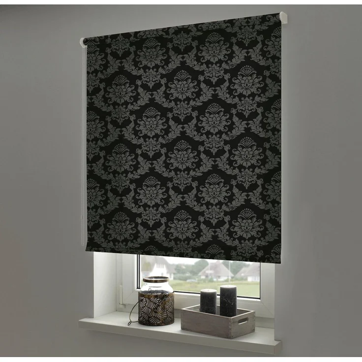 Seitenzugrollo Seitenzugrollo Design Ornament, Liedeco, transparent, mit Bohren, freihängend, verschraubt, Lichtdurchlässig mit Sichschutz, flexibel montierbar – Bild 1