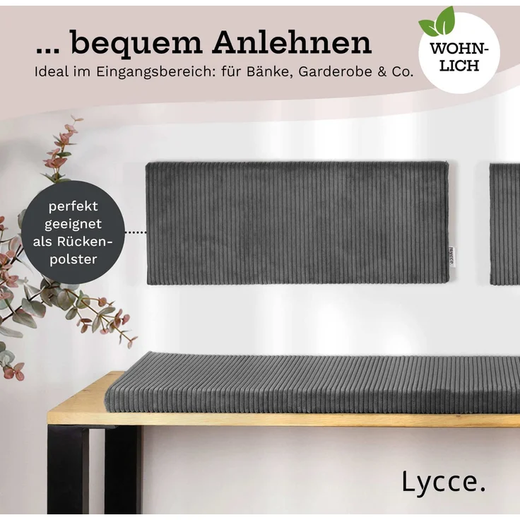 Lycce Kopfstütze Wandkissen Cord - Wandpolster Kopfteil Betten & Rückenkissen Sitzbank, (1 St) – Bild 8