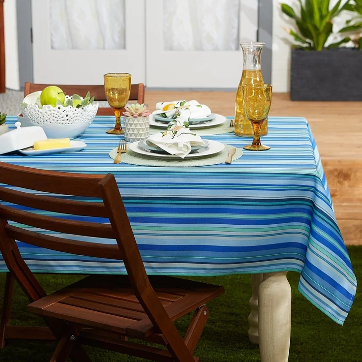 DII Tisch-Kollektion für drinnen und draußen, Flanell-Unterseite, gestreift, 60 x 84 cm, mit Reißverschluss, Blue Ocean – Bild 5