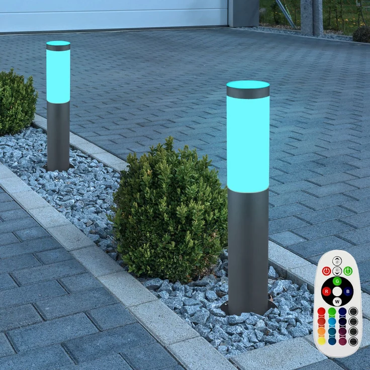 RGB LED Sockelleuchte, Edelstahl anthrazit, Höhe 45 cm – Bild 4