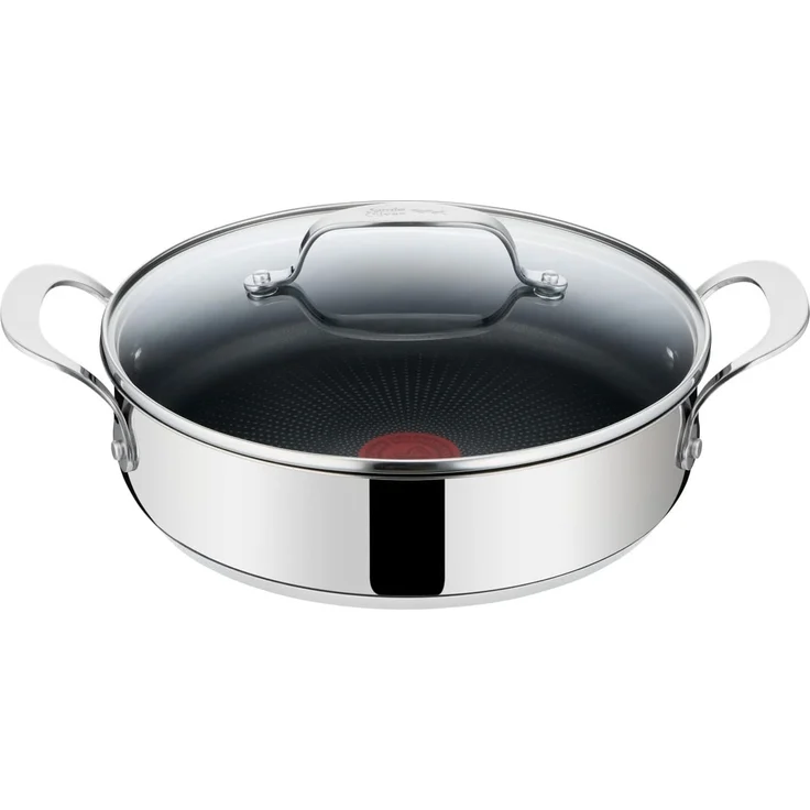 Tefal Jamie Oliver Servierpfanne mit Deckel 25 cm, Induktionsgeeignet, Edelstahl Bratpfanne, Antihaftbeschichtet, Hochwertige Pfanne für alle Herdarten, Backofenfest, Genieteter Griff, Titanbeschichtung E30 – Bild 1