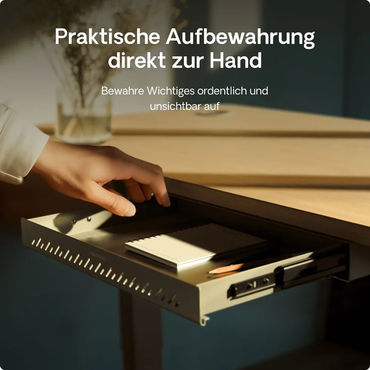 Schubladen-Organizer unter dem Schreibtisch, 41 x 27 x 5 cm, Hochwertiger Stahl, Ausziehbarer Platzsparer Grau – Bild 2