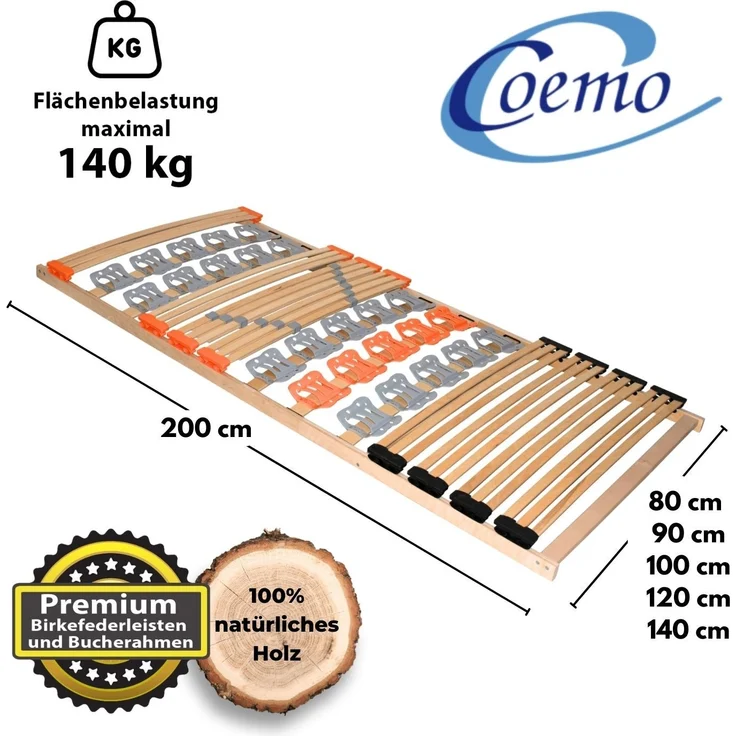 Coemo KombiFlex Federleisten-Teller-Lattenrost starr 120 x 200 cm – Bild 5