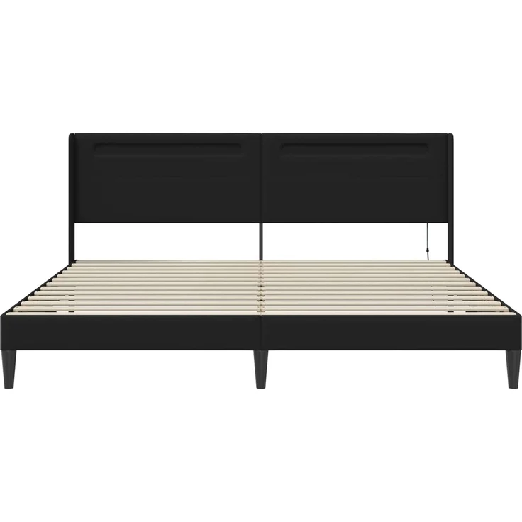 vidaXL Bettrahmen mit LED-Lichtleisten Schwarz 180x200 cm Kunstleder 42027988 – Bild 6