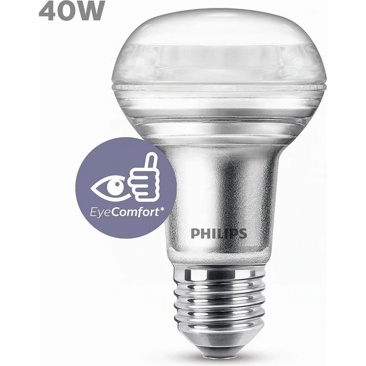 Philips LED Classic E27 Lampe, 40 W, Reflektor, R63, silber, warmweiß, 1 Stück (1er Pack) – Bild 5