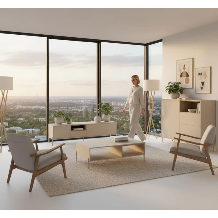 Highboard HYGGE mit 2 Türen, 1 Schublade, 1 offenes Fach, Cashmere Weiß – Bild 7