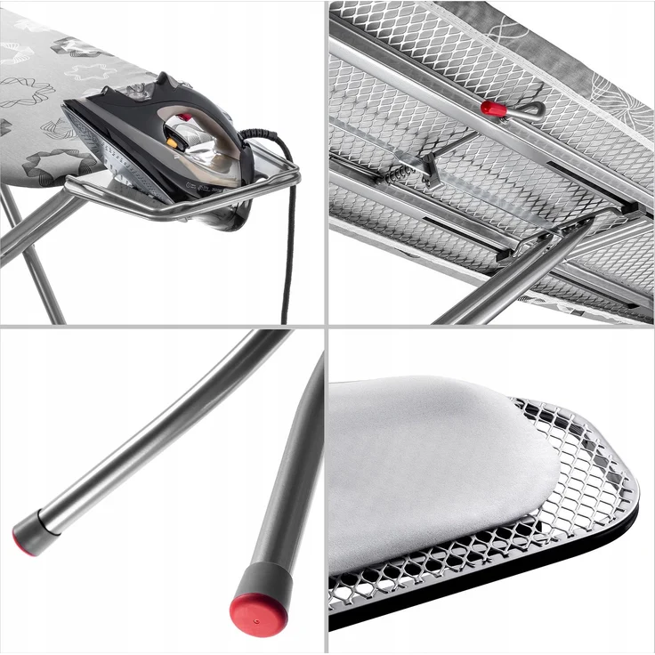 KADAX Bügelbrett 120 x 38 cm breit, Tischplatte, faltbarer Bügeleisenhalter – Bild 7