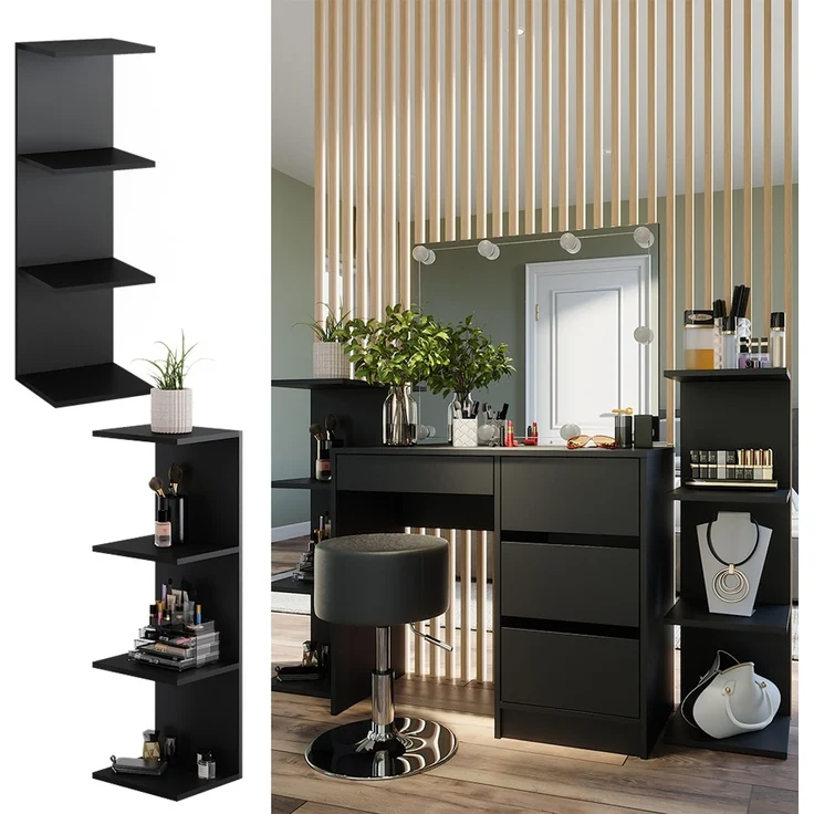 Wandregal Paolo Schwarz 30 x 95 cm 2er Set Vicco – Bild 2