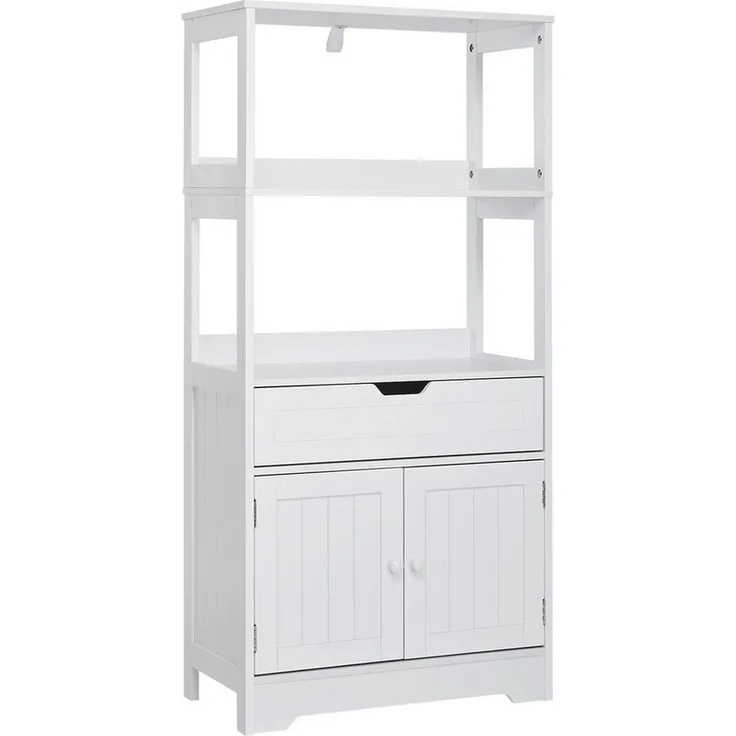 Mondeer Badkommode Badezimmerschrank, Badschrank, Aufbewahrungsschrank, 60 x 30 x 121cm, weiß