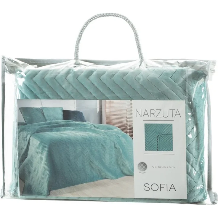 Tagesdecke Velours Samtdecke Gesteppt Steppdecke Klassische Decke SOFIA minze 70x160 cm minze – Bild 4