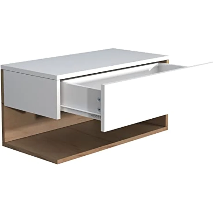 MID.YOU Nachtschrank, Weiß aus Holzwerkstoff mit 1 Schublade, 60x30x32 cm für Schlafzimmer – Bild 5