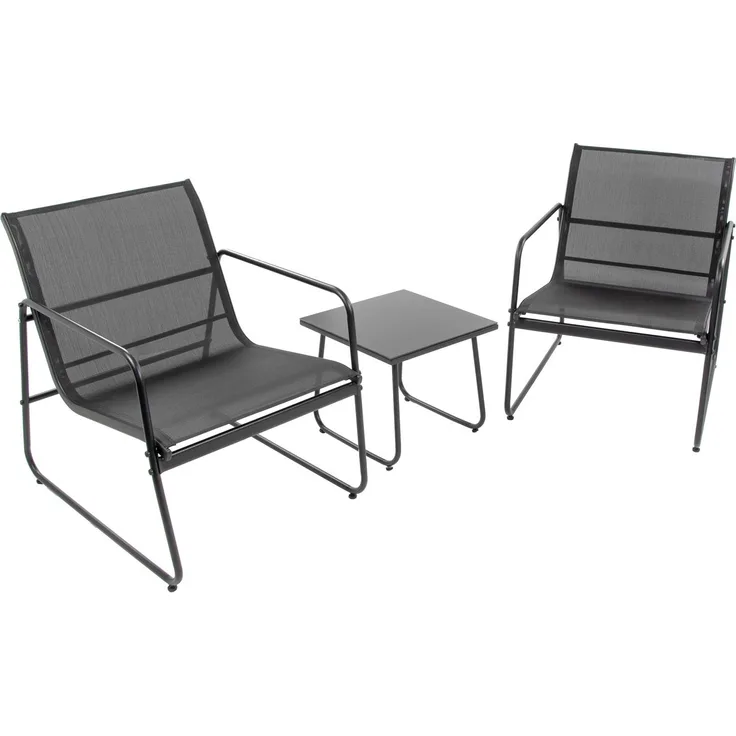 Mali Balkonmöbel Set, Stahl, schwarz, für 2 Personen