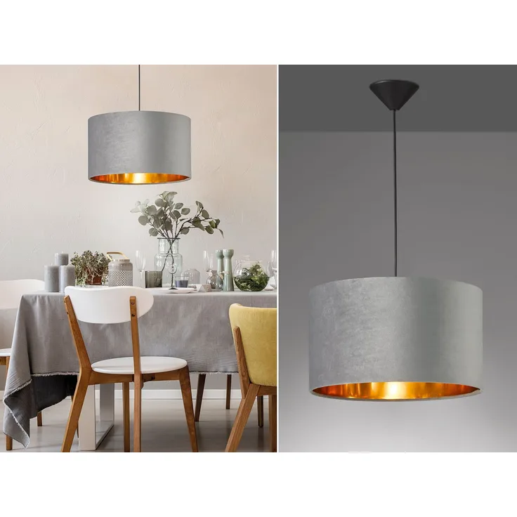 Fischer & Honsel 60083 Pendelleuchte Aura samt grau 40cm