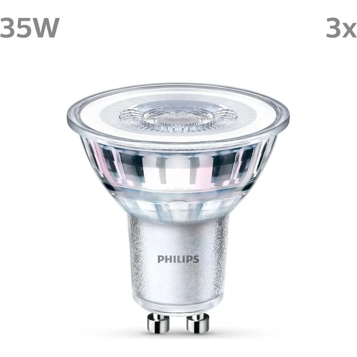 Philips Classic LED GU10 Lampe, 35W, klar, neutralweiß, nicht dimmbar, 3er Pack, Kaltweiß – Bild 2