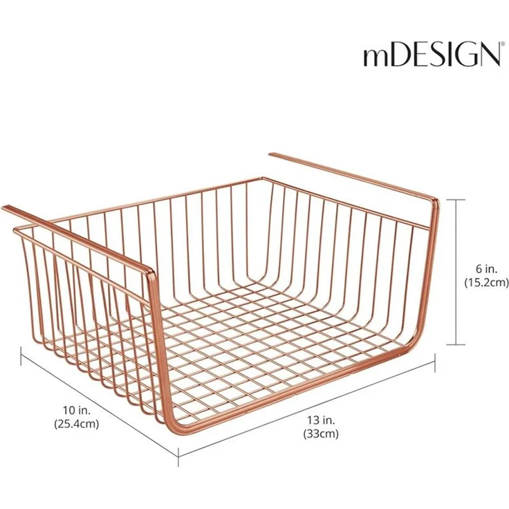 mDesign Hängekorb Drahtkorb Gitterbox Aufbewahrung 2er Set Metall Kupfer – Bild 2